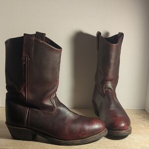 Men"s Vintage Chippewa Burgundy Leather 10" Steel Toe Logo Western Boots US 11